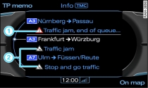 Calling up a traffic message